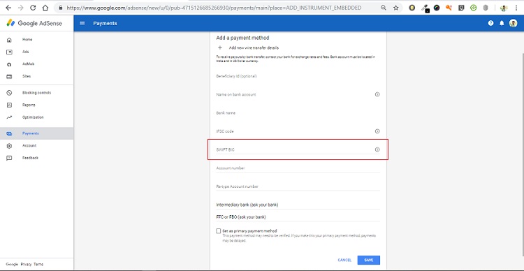 Google Adsence Payment