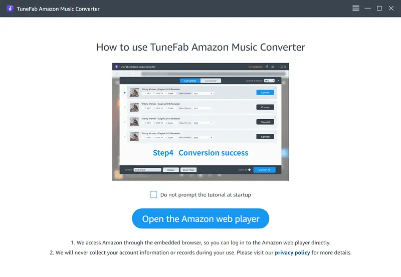 TuneFab Amazon Music Converter Welcome Page