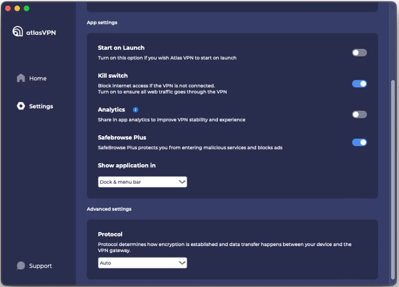 AtlasVPN-Settings