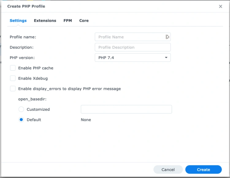 Synology-Create-PHP-Profile