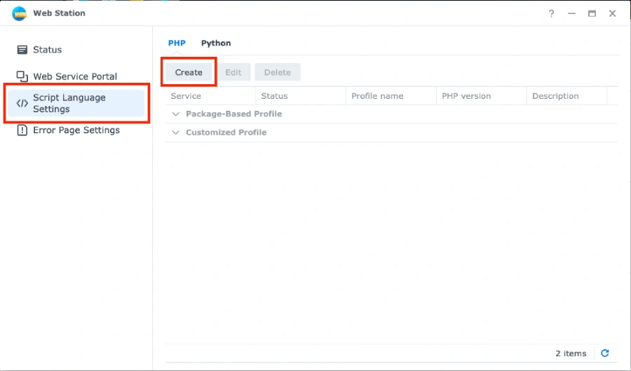 Synology-Webstation-Profile