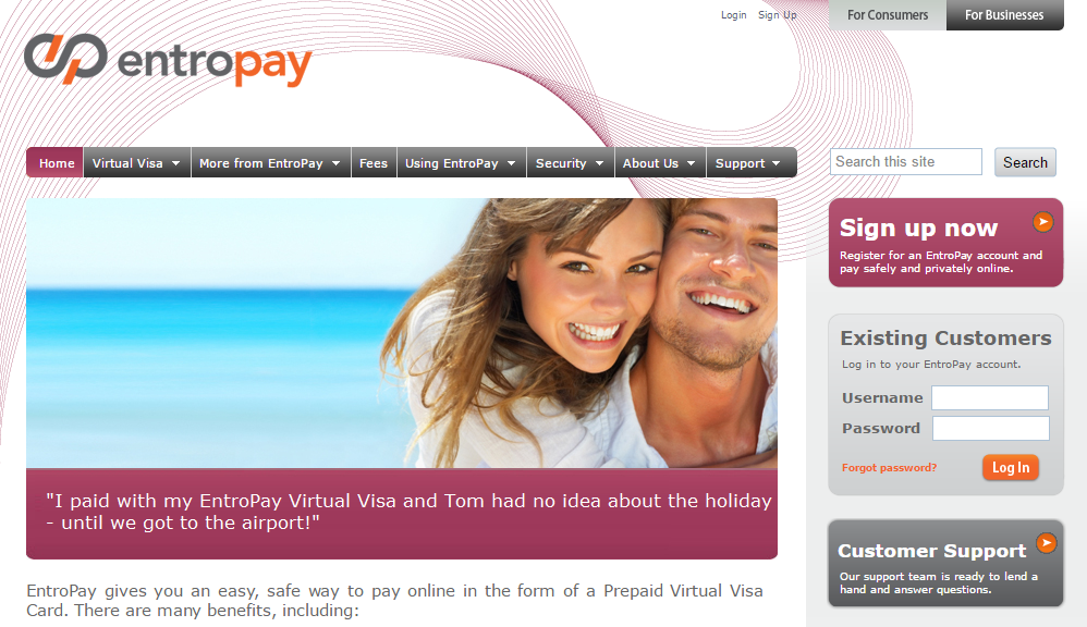 Entropay Virtual Credit Card