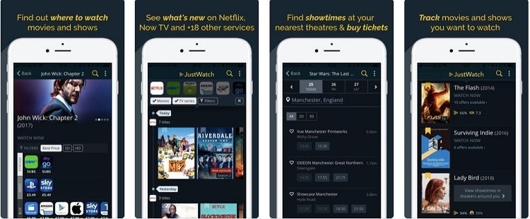 Search your Streaming Service using Just Watch Mobile App